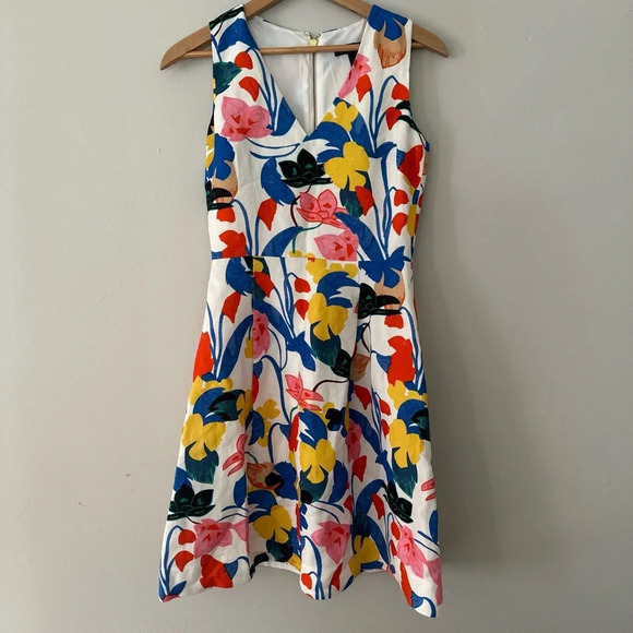 J. Crew Morning Floral All-Occasion Dress multi color fit & flare dress Size 00 - Picture 2 of 14